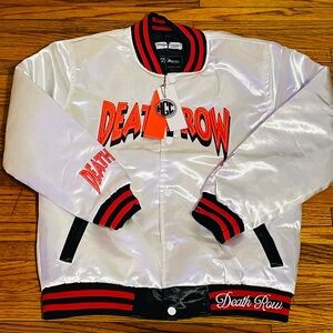 New $110 Death Row Records Headgear Classic Satin Jacket Youth XL ( White)